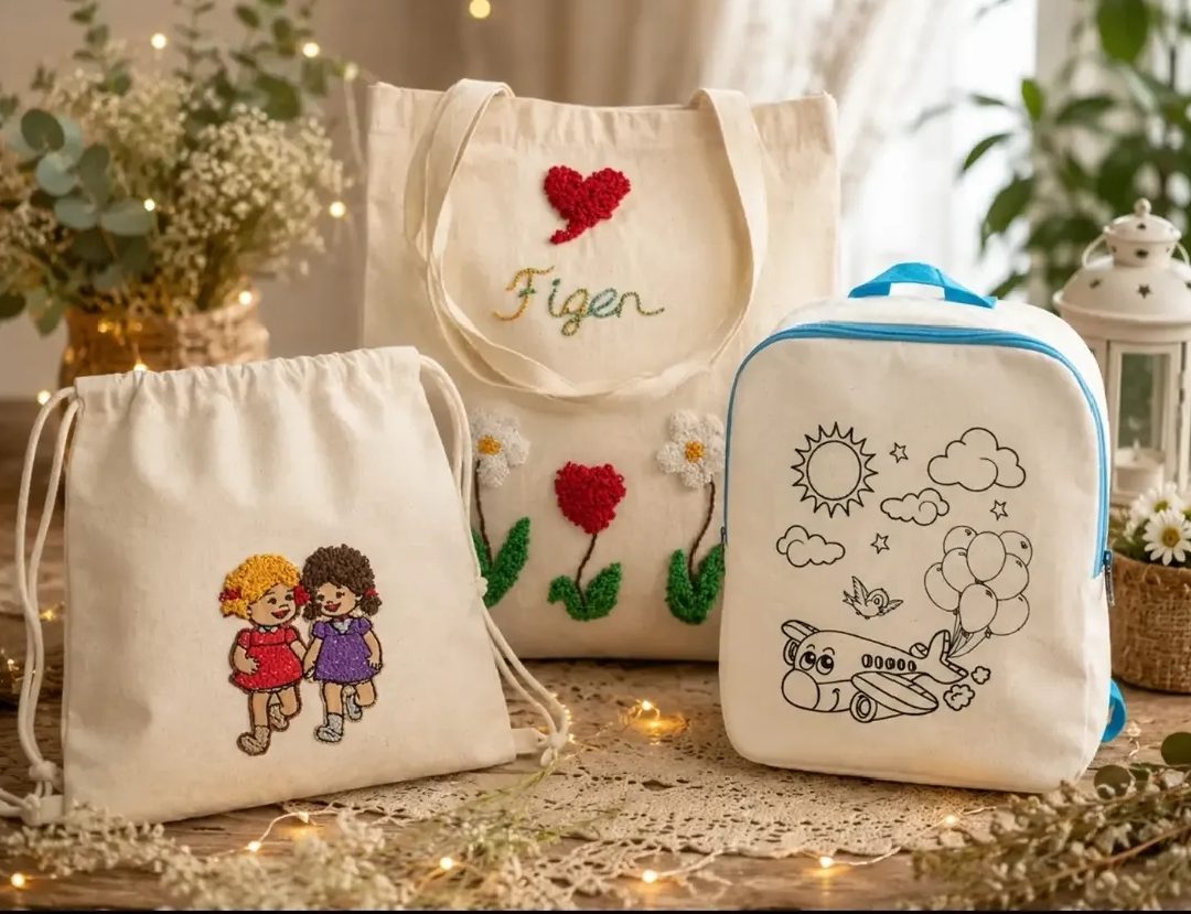 Sırt kol çantası bez nakışlı Günlük Çanta